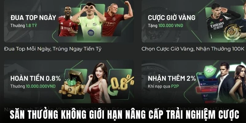 Săn thưởng không giới hạn nâng cấp trải nghiệm cược