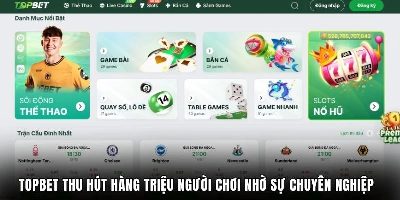 Topbet thu hút hàng triệu người chơi nhờ sự chuyên nghiệp
