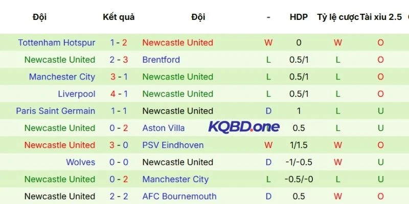 Nhìn lại phong độ Newcastle United trong 5 trận ra sân vừa qua
