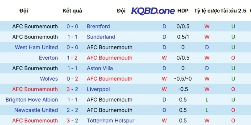 Dấu ấn thi đấu của Bournemouth
